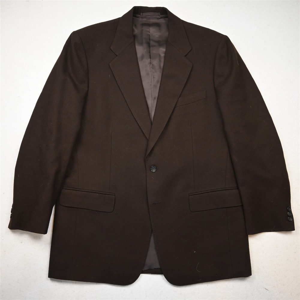 Mens Bespoke 44S Brown Flannel Wool Strong Shoulder Blazer Jacket Sport Coat